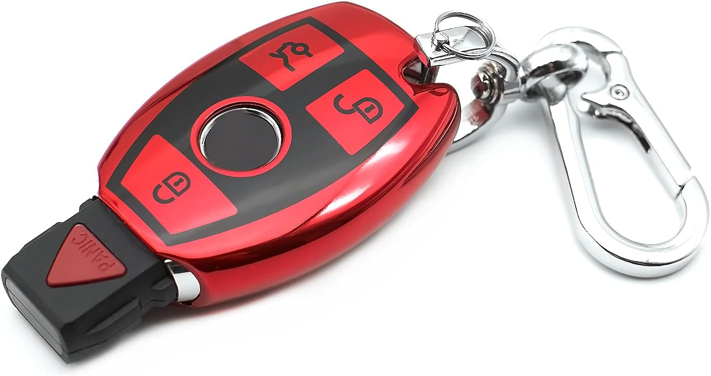 Compatible con Mercedes Benz C E S G M CLS CLK G R Class Sprinter 300 Series Smart TPU Key Fob Remote Cover Case Shell Glove Pouch Holder Protector