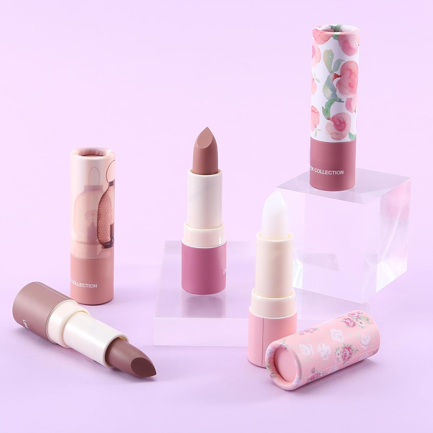 Apooliy Lápiz labial mate color nude, bálsamo labial ligeramente cremoso, brillo labial de terciopelo suave, copa no pegajosa altamente pigmentada,