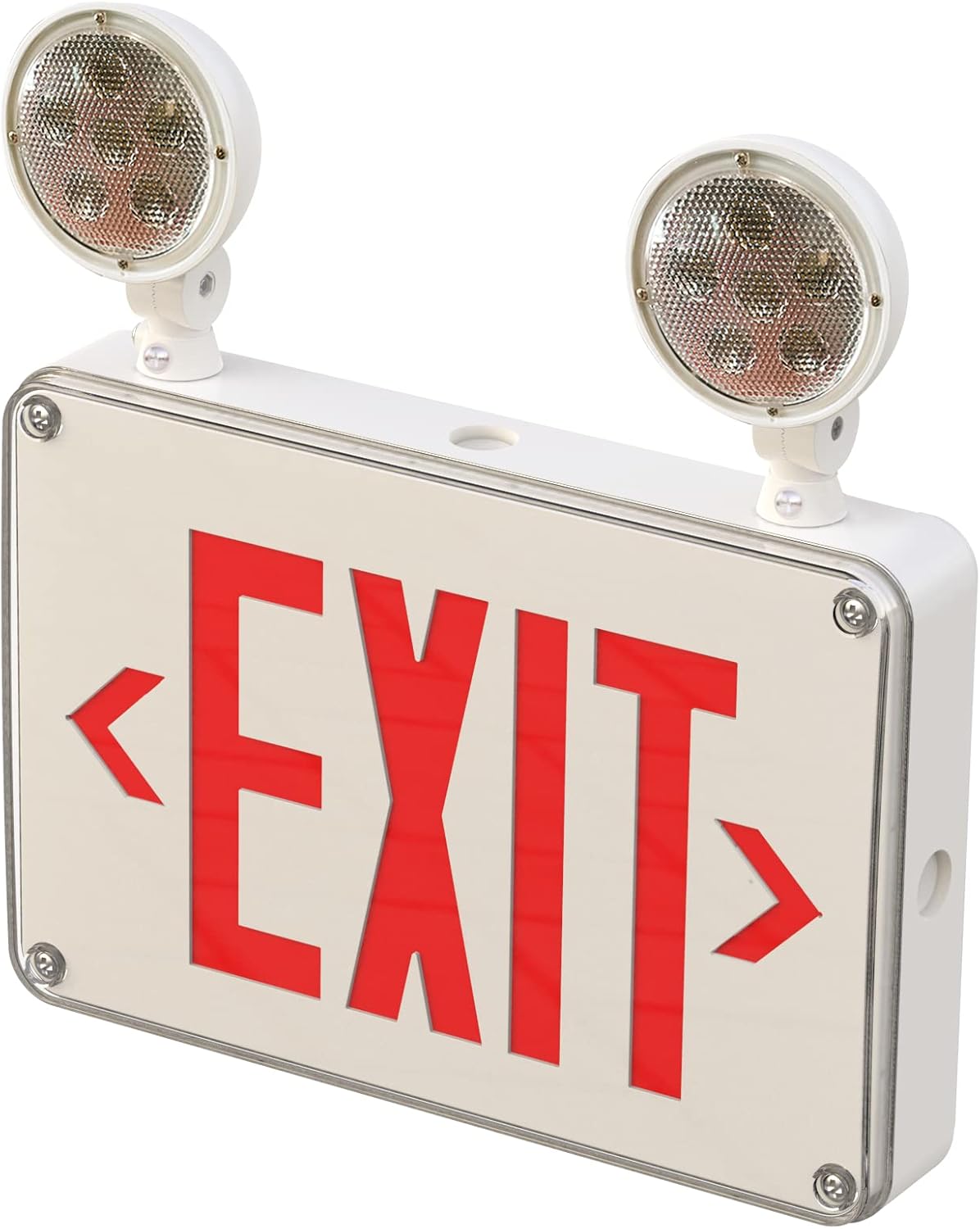 Waterproof LED Emergency Light, Red Letter, Dual Rotational LED Emergency Light with Backup Battery, Commercial Grade, Fire ResistantSuitable for