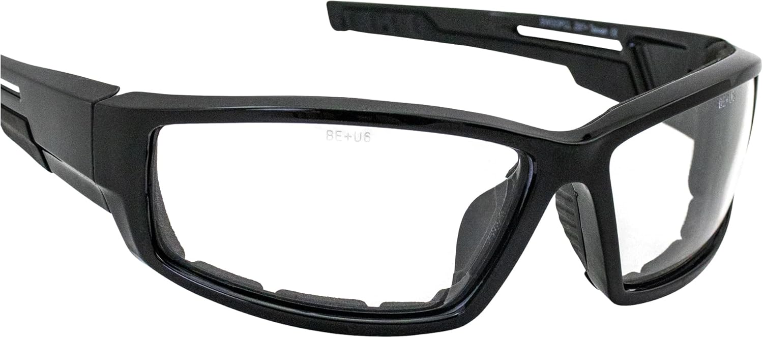 Birdz Gafas de sol Swoop antiniebla acolchadas para motocicleta, marco negro con lente amarilla