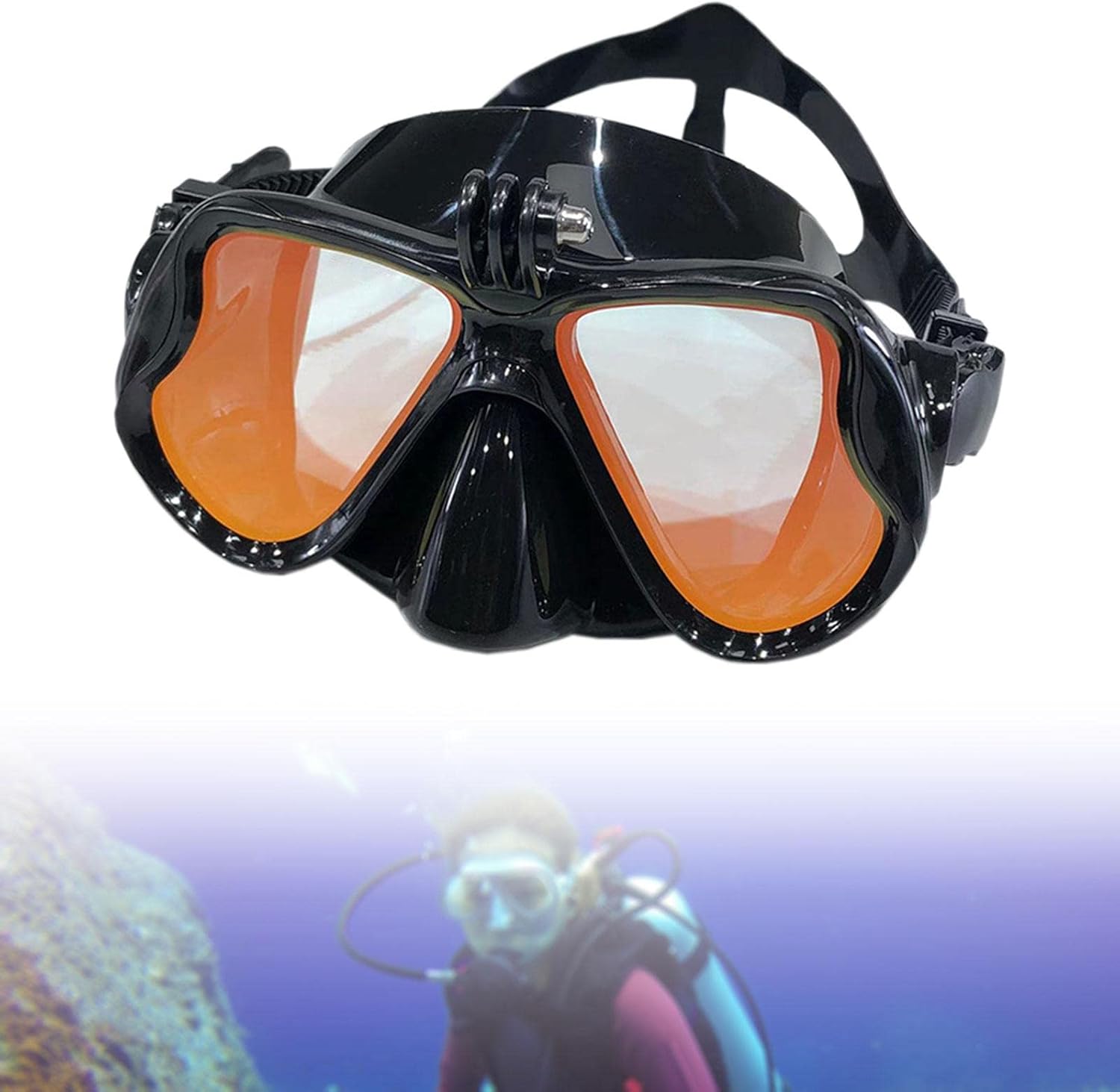 Máscara de buceo unisex Gafas de natación con soporte para cámara, gafas de natación de silicona para buceo libre, suministros de esnórquel, equipo