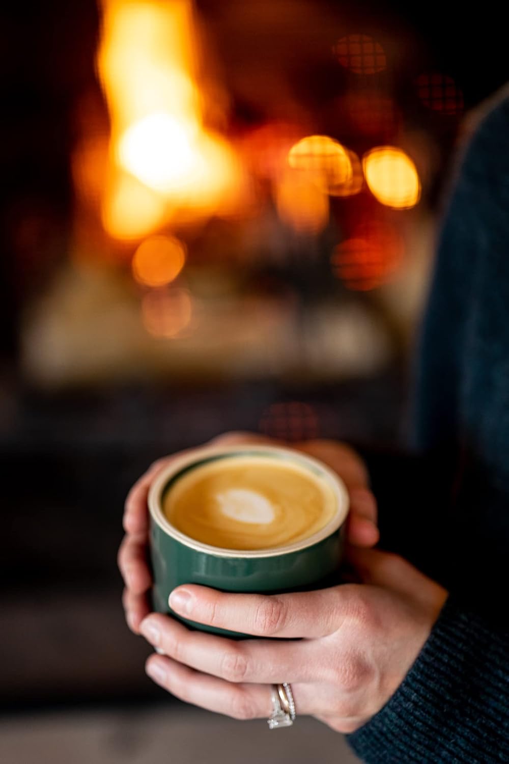 Taza de capuchino de cerámica de doble pared de 7oz (verde bosque)