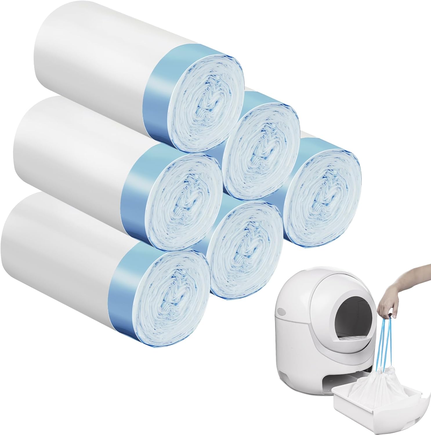 120 forros extra grandes para caja de arena para gatos, bolsas para receptáculos de basura para gatos Cleanpethome autolimpiante
