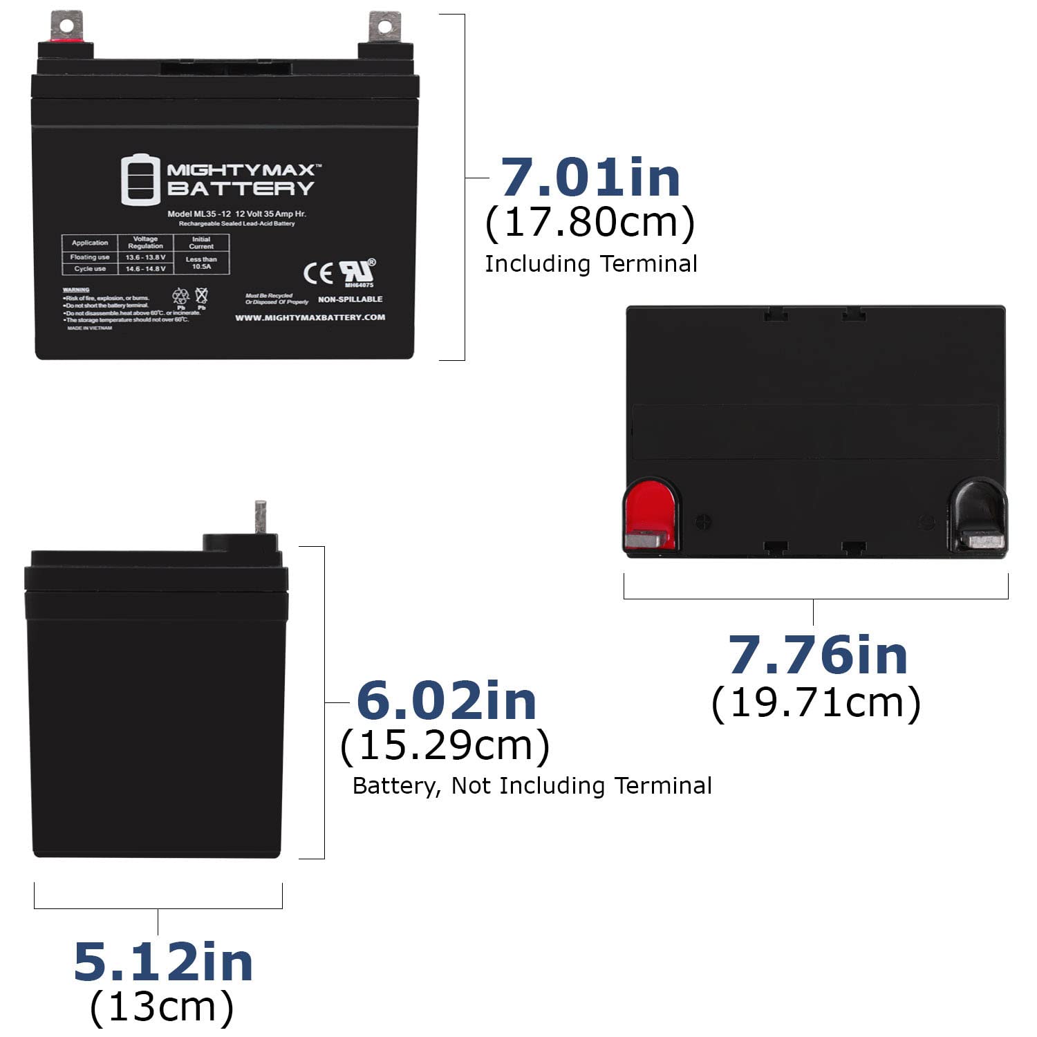 Mighty Max Battery ML35-12 – Batería SLA de 12 voltios 35 AH – Paquete de 2