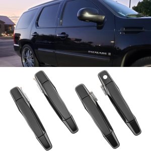 Juego de manijas de puerta exterior, compatible con Chevy Silverado Suburban Tahoe Avalanche 2007-2013, GMC Sierra Yukon, Cadillac Escalade, negro Juego de manijas de puerta exterior, compatible con Chevy Silverado Suburban Tahoe Avalanche 2007-2013, GMC Sierra Yukon, Cadillac Escalade, negro