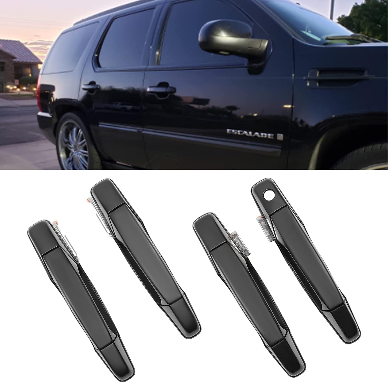 Juego de manijas de puerta exterior, compatible con Chevy Silverado Suburban Tahoe Avalanche 2007-2013, GMC Sierra Yukon, Cadillac Escalade, negro