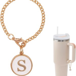 Yeti, accesorios de letras para taza Stanley, cadena con inicial dorada para botella de agua, con nombre y nombre para vaso, mango simple y moderno Yeti, accesorios de letras para taza Stanley, cadena con inicial dorada para botella de agua, con nombre y nombre para vaso, mango simple y moderno
