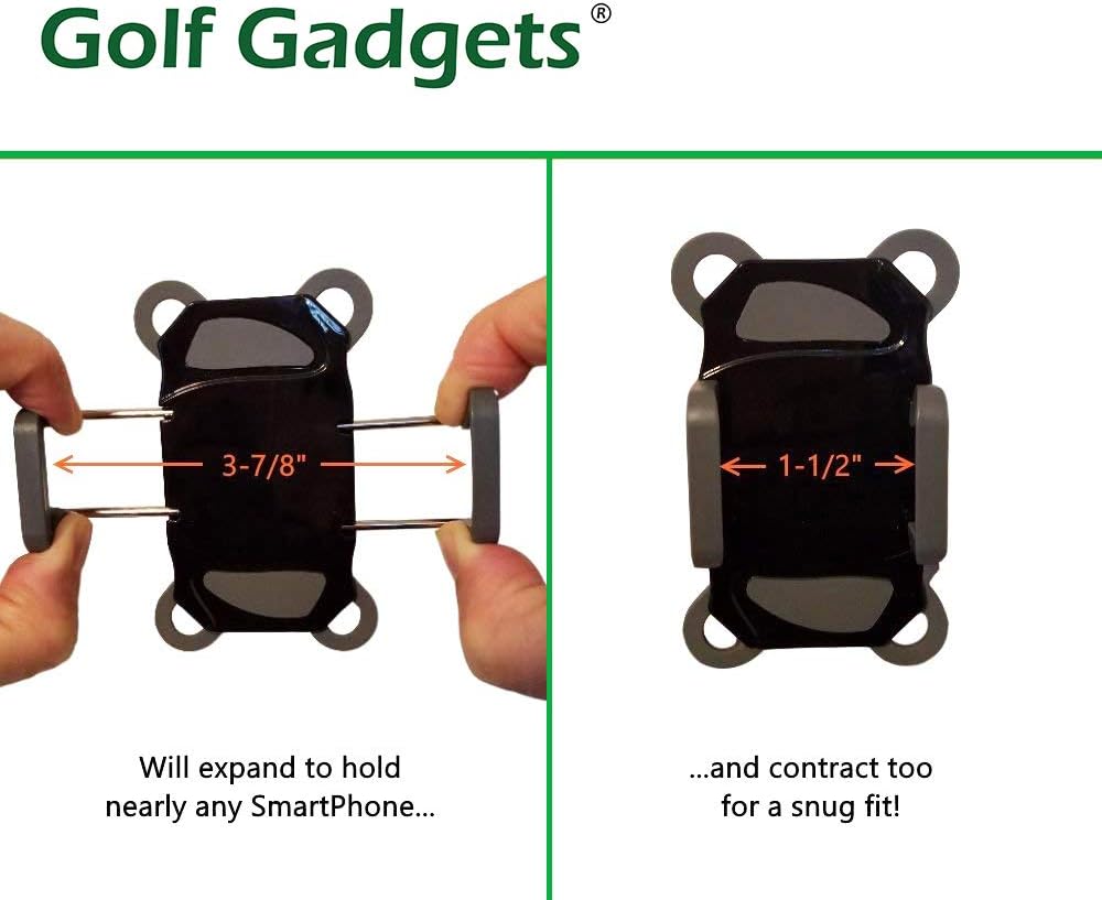 Golf Gadgets – Sistema de grabación de swing  Soporte para carrito de golf o carrito de tracción para teléfono inteligente. Compatible con iPhones,