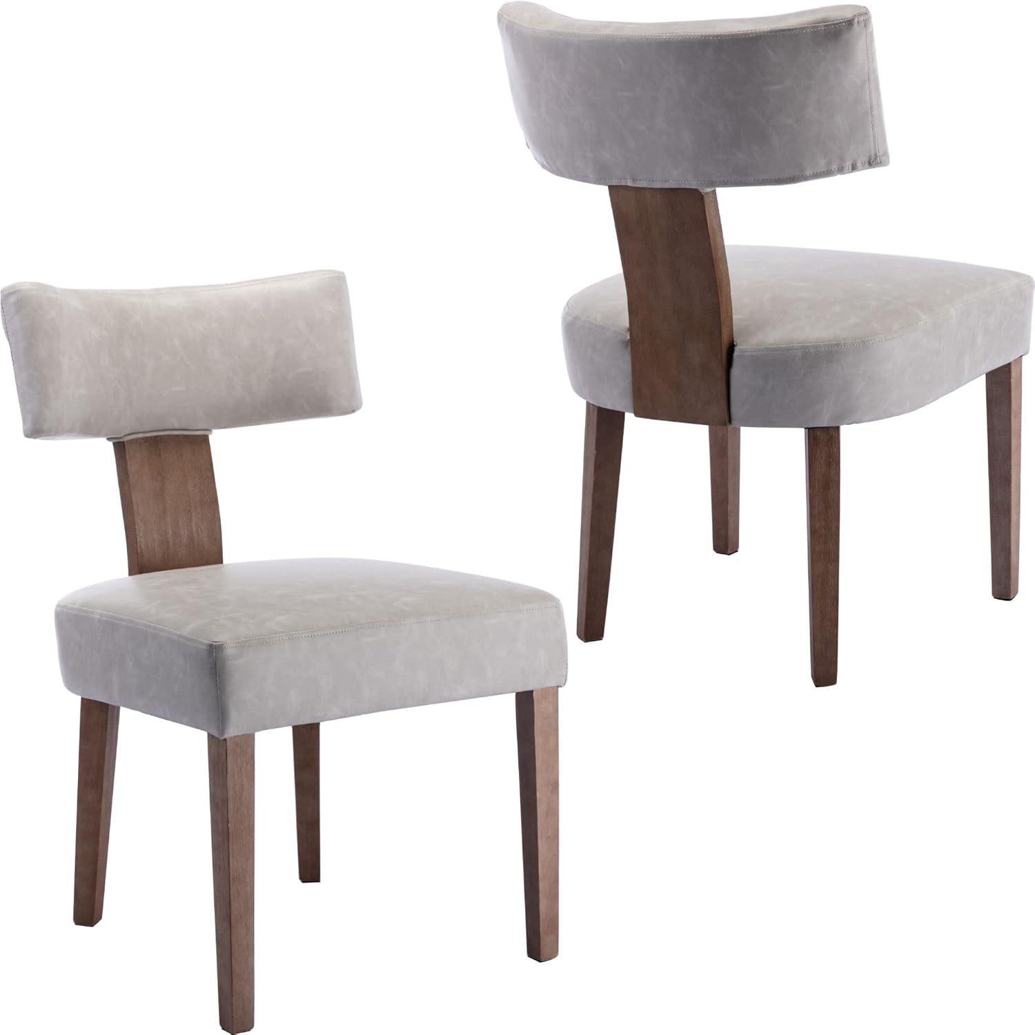 Juego de 2 sillas de comedor modernas, cómodas sillas laterales tapizadas con patas de madera, sillas de comedor de piel sintética con respaldo