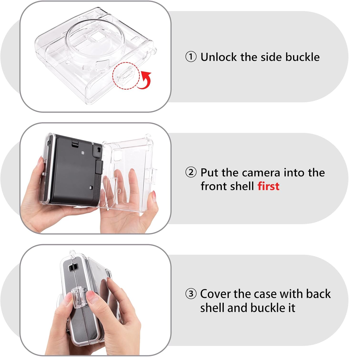 MUZIRI KINOKOO Instax Mini 40 – Funda transparente compatible con cámara instantánea Fuji Instax Mini 40  Polaroid Mini 40 – Carcasa rígida de PVC
