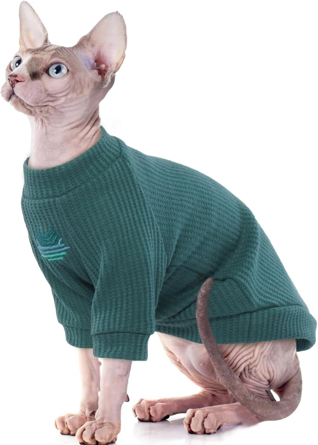 ROZKITCH Sphynx – Ropa de gato, camisa transpirable sin pelo con mangas, suéter de cuello alto para gatito, pijama para Cornish Rex, Devon Rex,
