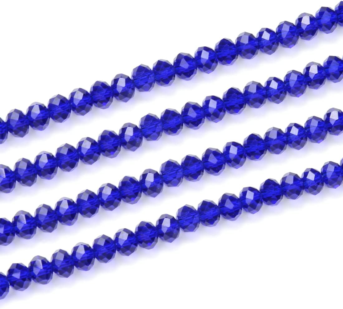 CCR625 – Cuentas sueltas de cristal checo facetadas de 0.236 in, espaciador de vidrio, azul cobalto (420-430 piezas) para joyería y manualidades