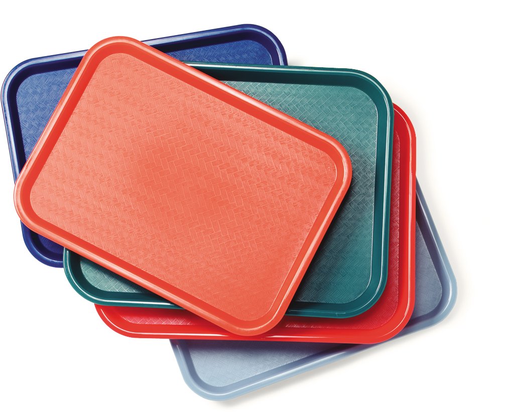 Carlisle FoodService Products Bandeja de plástico para comida rápida, 14 x 18 pulgadas, gris (paquete de 2)