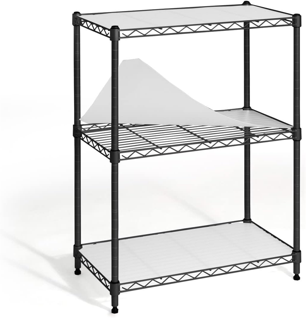 CAPHAUS NSF Estantería de alambre ajustable negra con forro, estantería de almacenamiento de sótano, estantes de almacenamiento de acero metálico,