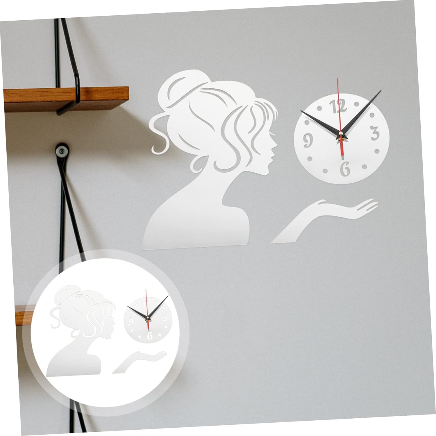 IMIKEYA 5pcs Girls Mirror Wall Clock Reloj De Pared Modern Wall Decor Decorative Clock Large Mute Wall Modern Wall Clock Black Wall Clock Animal