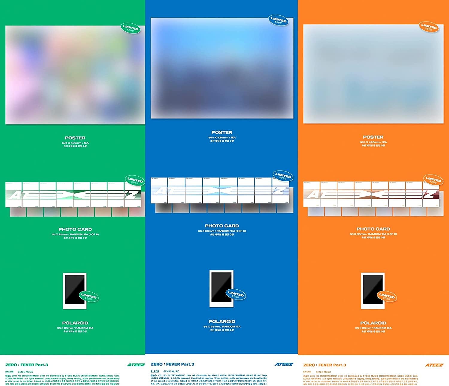 Genie Music ATEEZ – Zero  Fever Part.3 Random ver. (7 Mini álbum) Álbum aleatorio+Preorden Limited Folded Poster+Cultura Regalo coreano (calcomanías