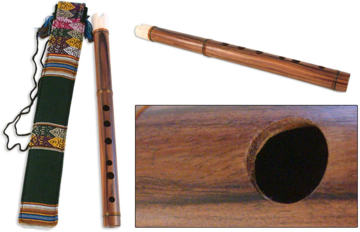 NOVICA Flauta de Quena Andina de Madera con Boquilla de Hueso de Vaca y Estuche de Transporte, Canción de los Andes