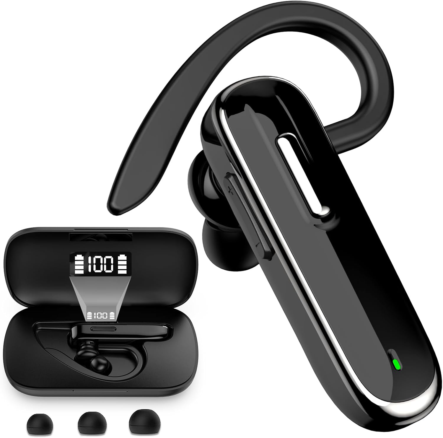 DTALL Auriculares Bluetooth, V5.1 Auriculares inalámbricos ultraligeros para teléfonos celulares con pantalla de batería, estuche de carga de 96