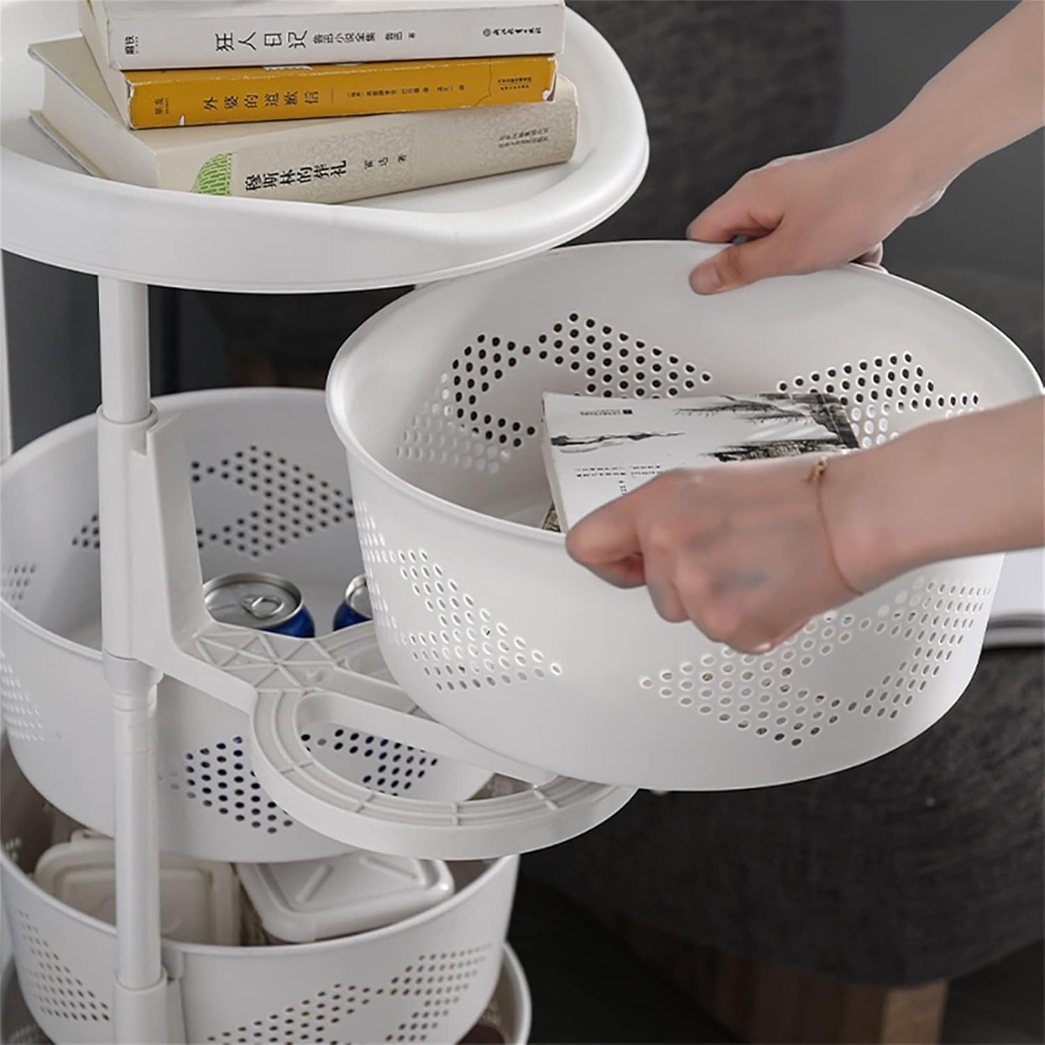 LYNICESHOP Estante de almacenamiento de 5 niveles de altura ajustable multiuso, blanco, plástico y acero al carbono