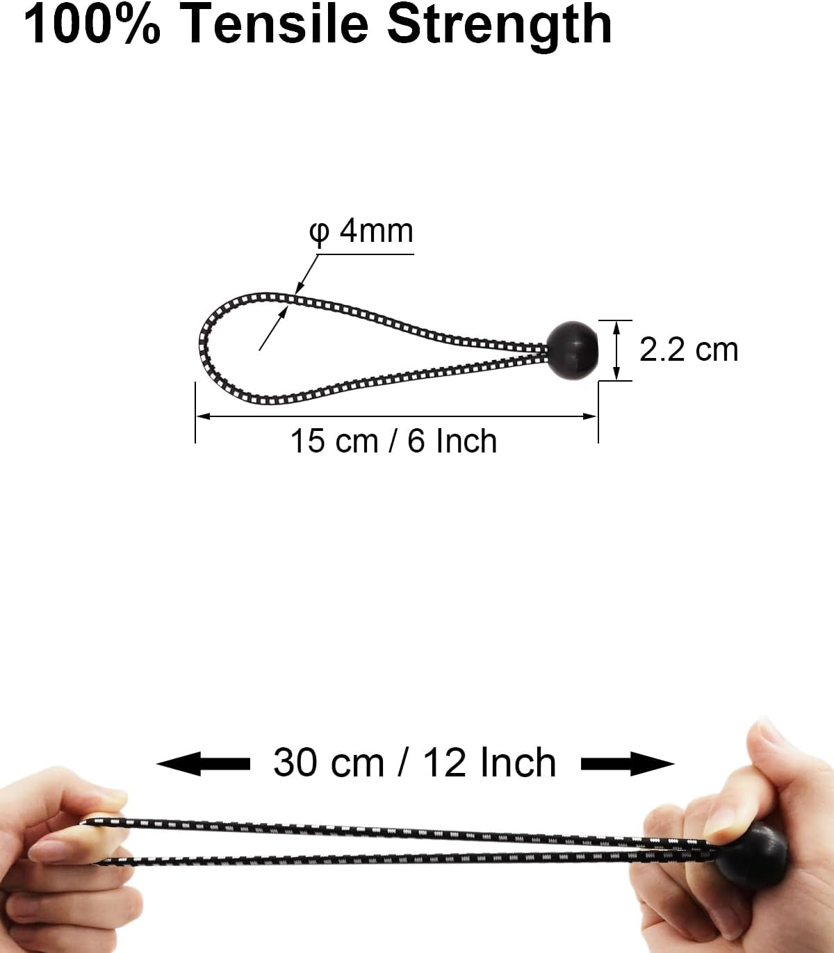 Cuerdas elásticas de bolas de 6 pulgadas, 50 cuerdas elásticas pequeñas con bolas, mini bolas elásticas resistentes al aire libre para lona, toldo,