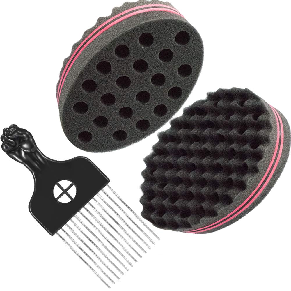 Cepillo de esponja para el cabello, agujeros grandes, rastas mágicas de peluquería con bloqueo de ondas afro para hombres y mujeres, herramienta de