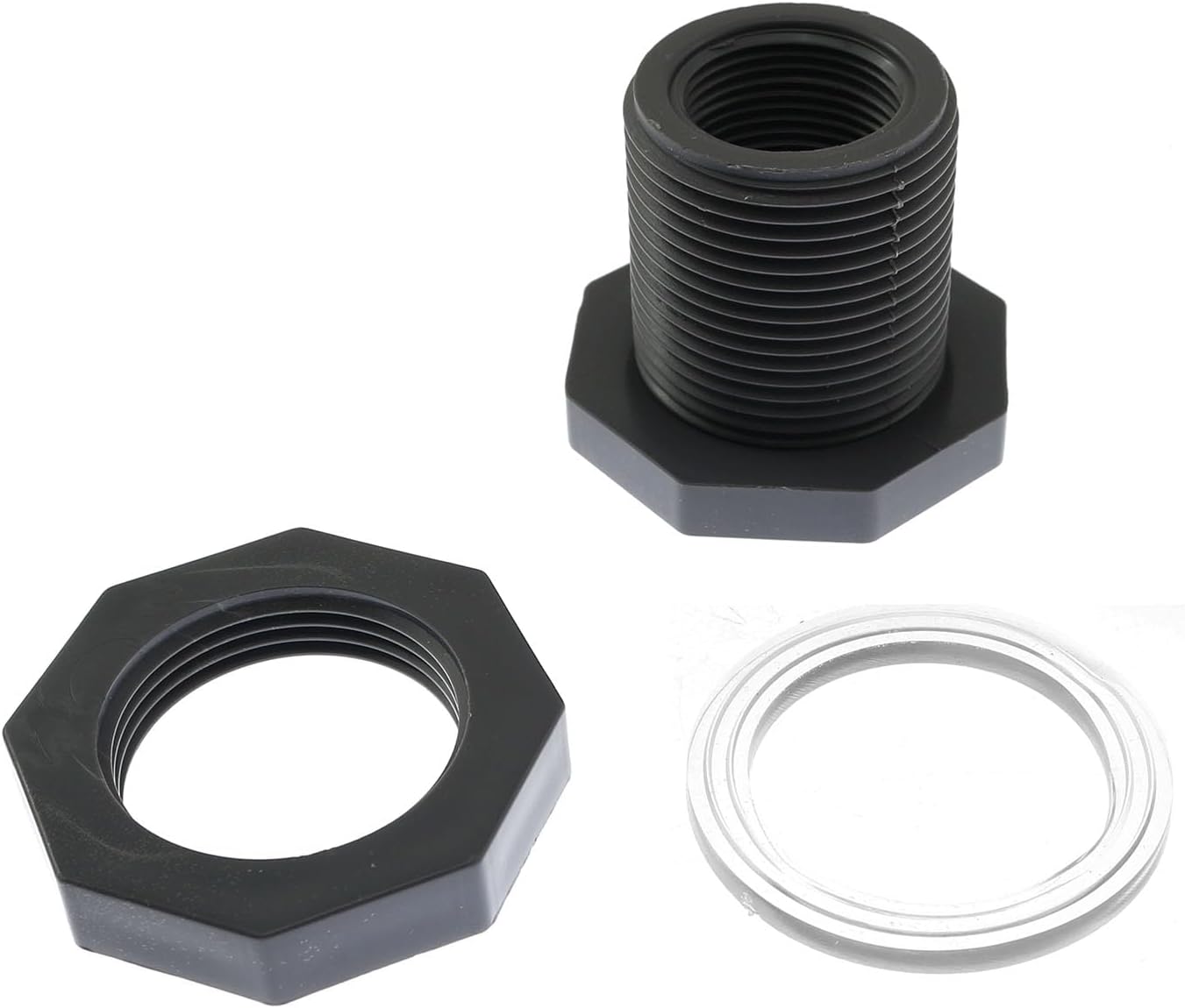 Montaje de mamparo de PVC de 34 pulgadas con tapones y junta de sello de silicona de 0.157 in de grosor, conector de tanque de agua de espita de