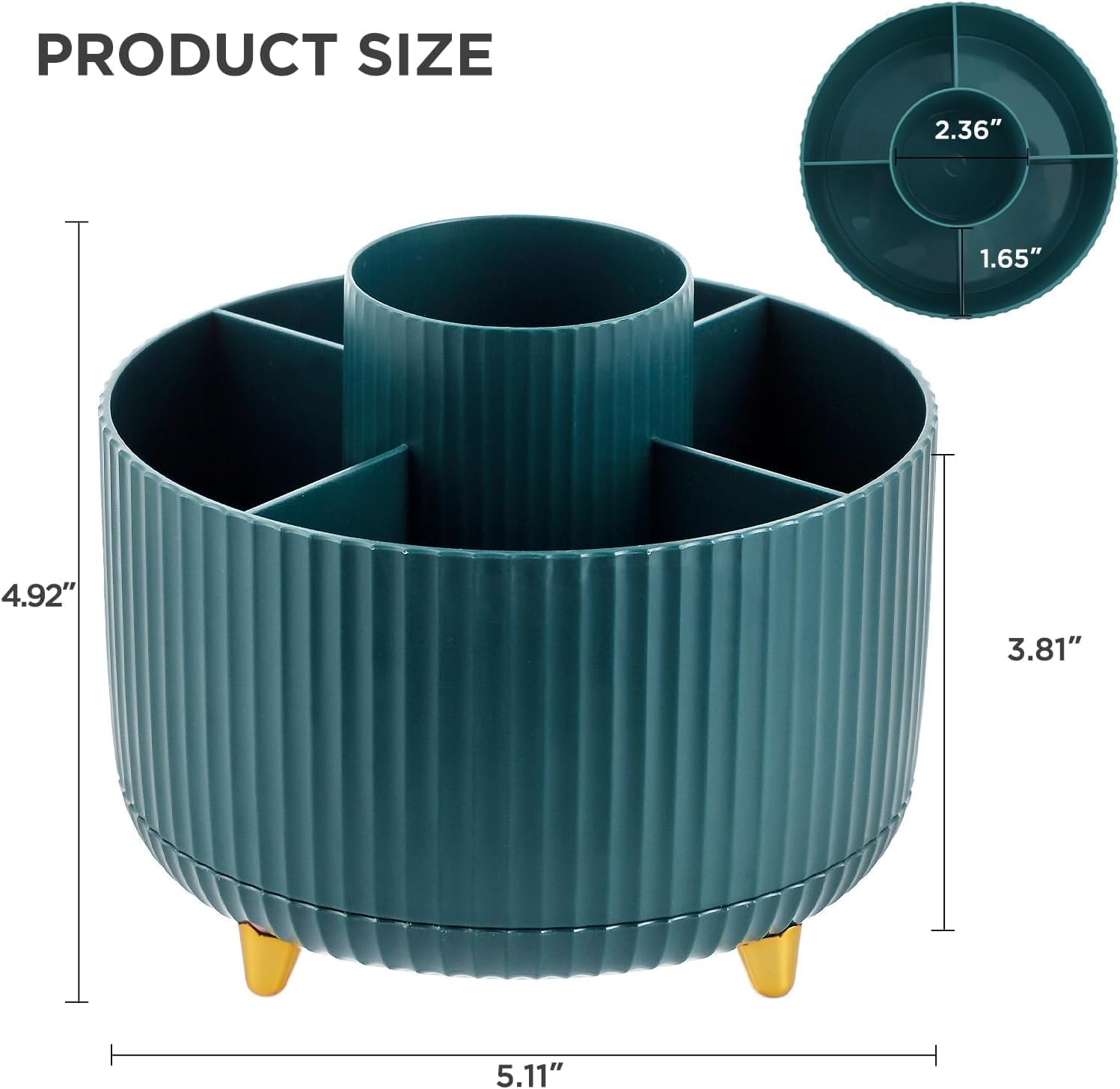 Soporte para brochas de maquillaje, organizador de brochas de maquillaje giratorio de 360, 5 ranuras de gran capacidad, brochas de cosméticos para