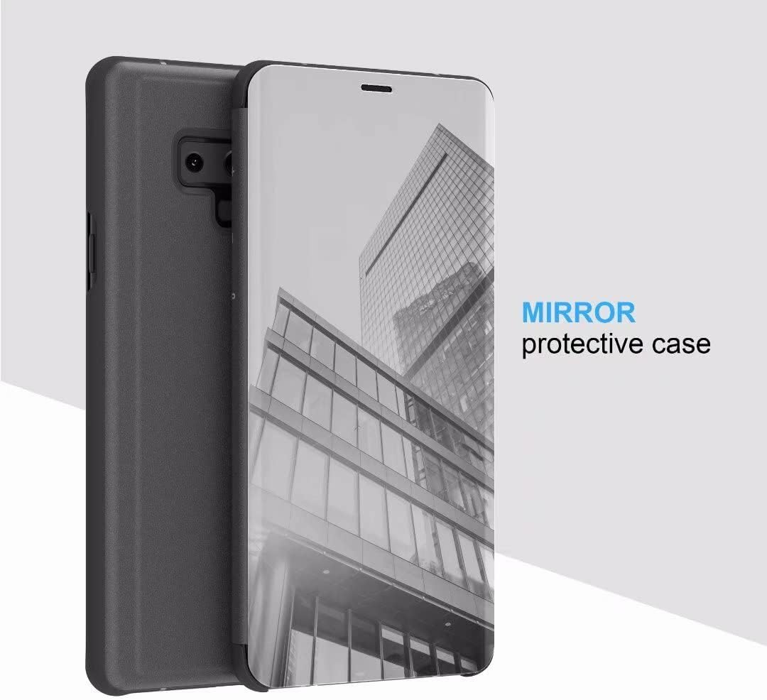 Omorro Funda para Galaxy S23 Ultra Luxury Clear View Electroplate Mirror Maquillaje Diseño Flip Wallet 360 Cuerpo Completo Protección de Pantalla