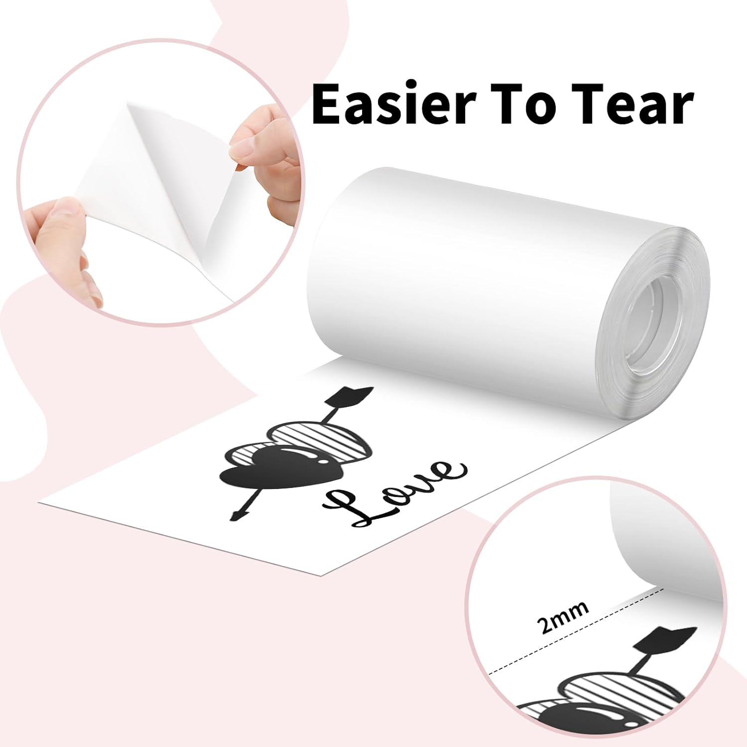 Mini papel adhesivo, papel térmico autoadhesivo blanco compatible con M02M02 ProM02SM03, impresora móvil de bolsillo Bluetooth, papel de impresora