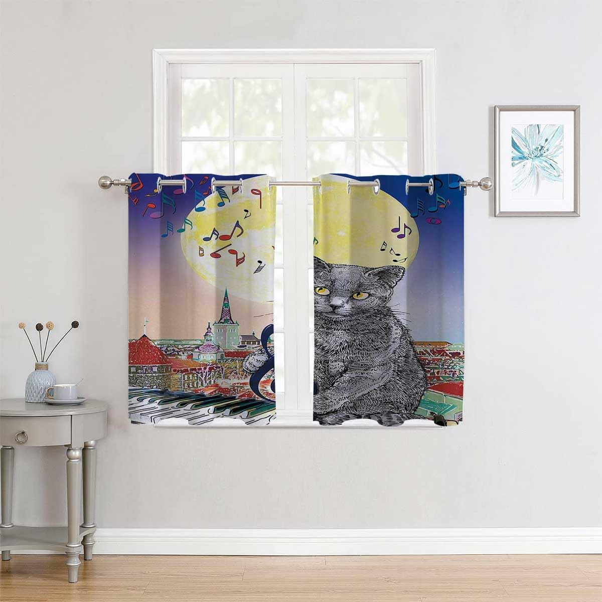 YANFENQI 2 Panel Curtain City Grommet Short Divisor De Habitaciones Cortinas para Separar Cuartos 55Inch Width by 55Inch Length,2 Panels