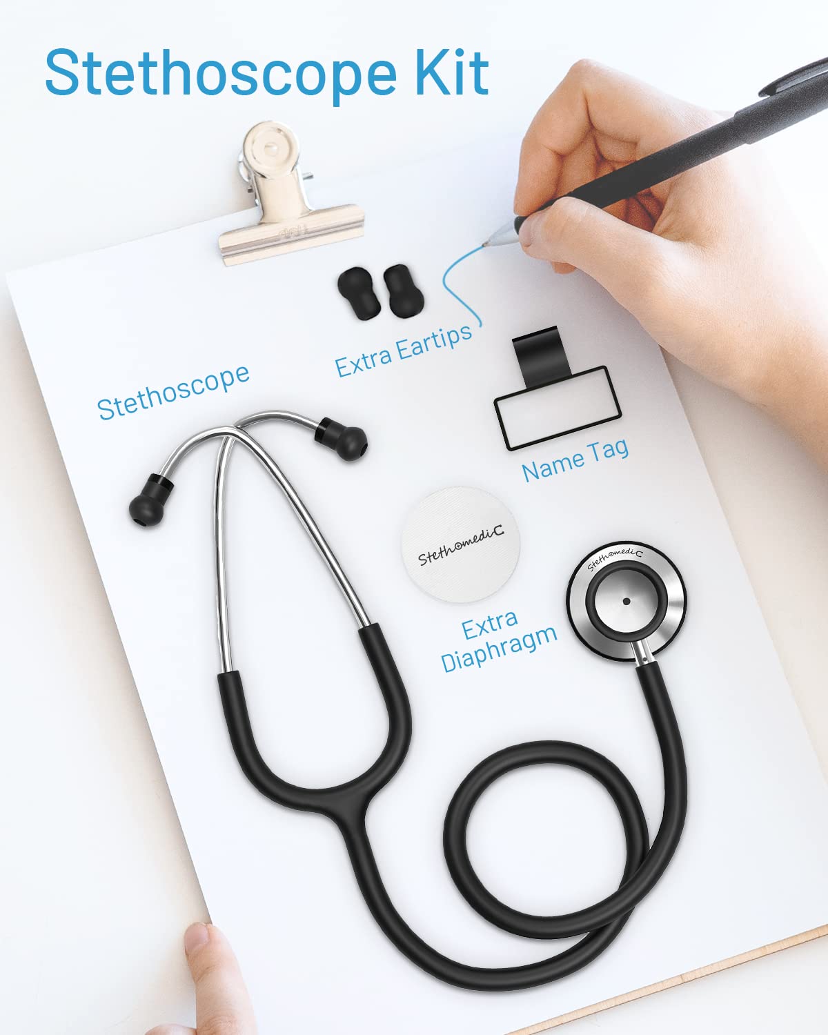 FriCARE – Estetoscopio de doble cabeza para entorno médico y doméstico, diseño clásico, ligero, estetoscopio para adultos, regalo para enfermeras,