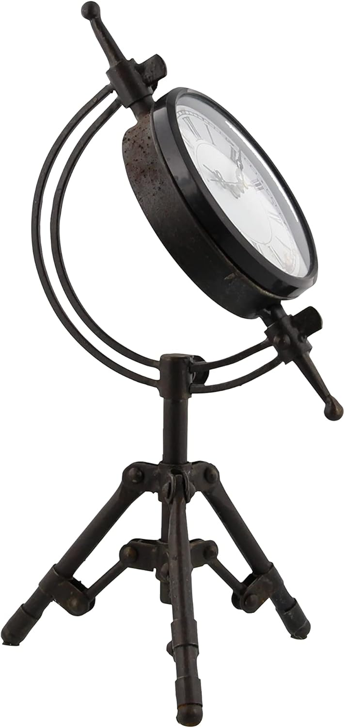 Deco 79 Reloj de trípode de metal, 7″ x 7″ x 14″, negro