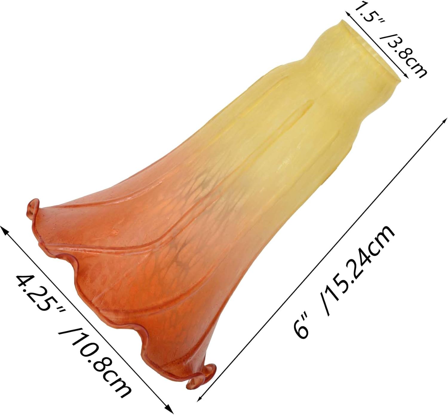 Bieye LS11 Lily Flower – Pantalla de repuesto para lámpara de vidrio soplado (amarillo naranja)