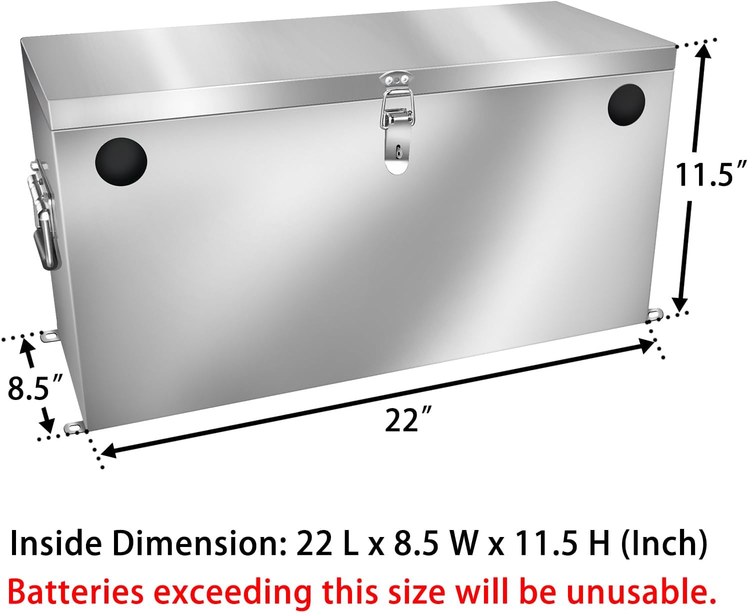 Caja de batería de 12 V para cocheRVmarina, kit de reubicación de batería de acero inoxidable para remolque, barco, motor de arrastre, kayak (caja