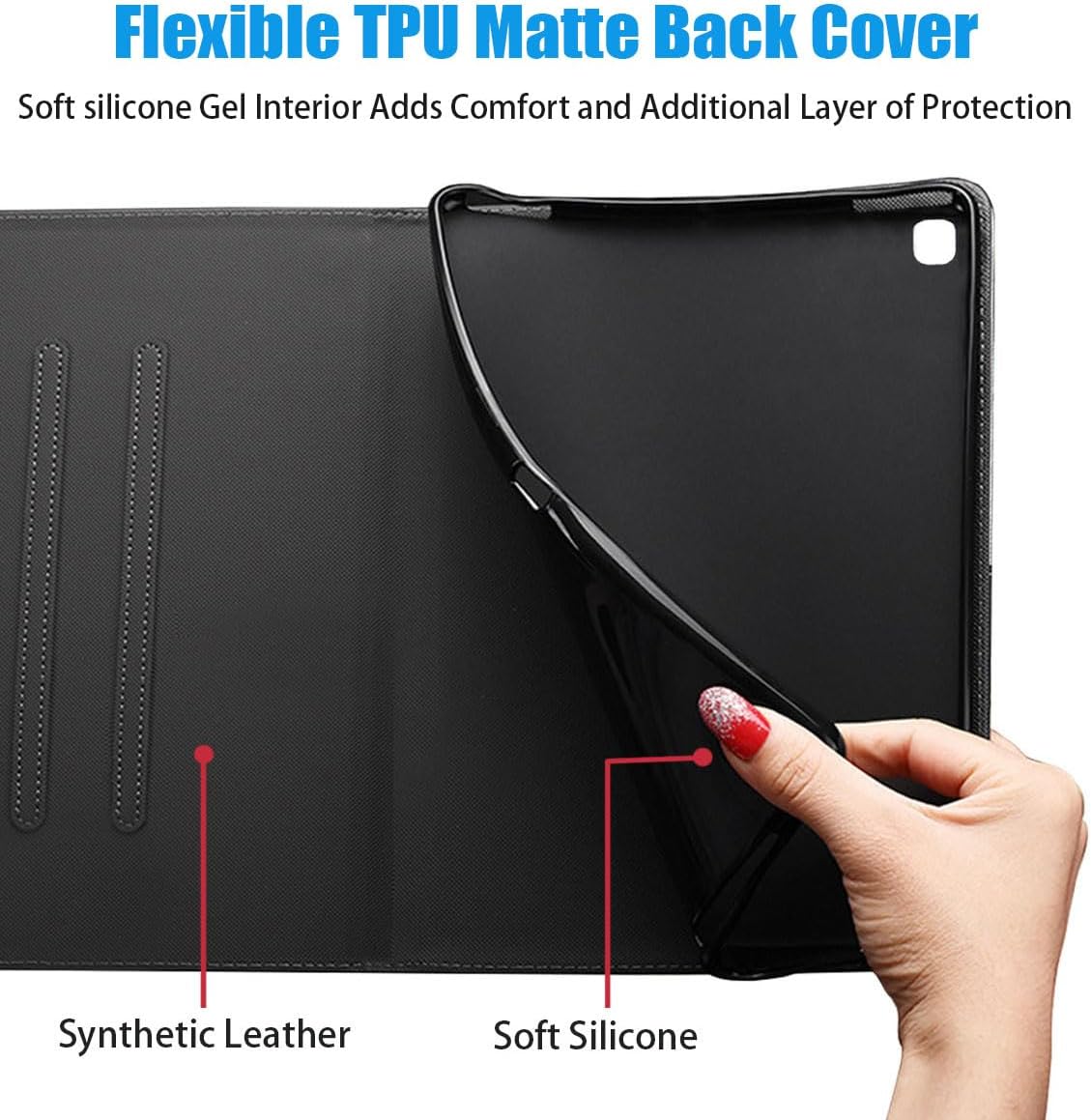 Funda para Samsung Galaxy Tab A8 de 10.5 pulgadas 2022 (Modelo SM-X200X205X207) – Funda delgada de piel sintética con función de reposoencendido
