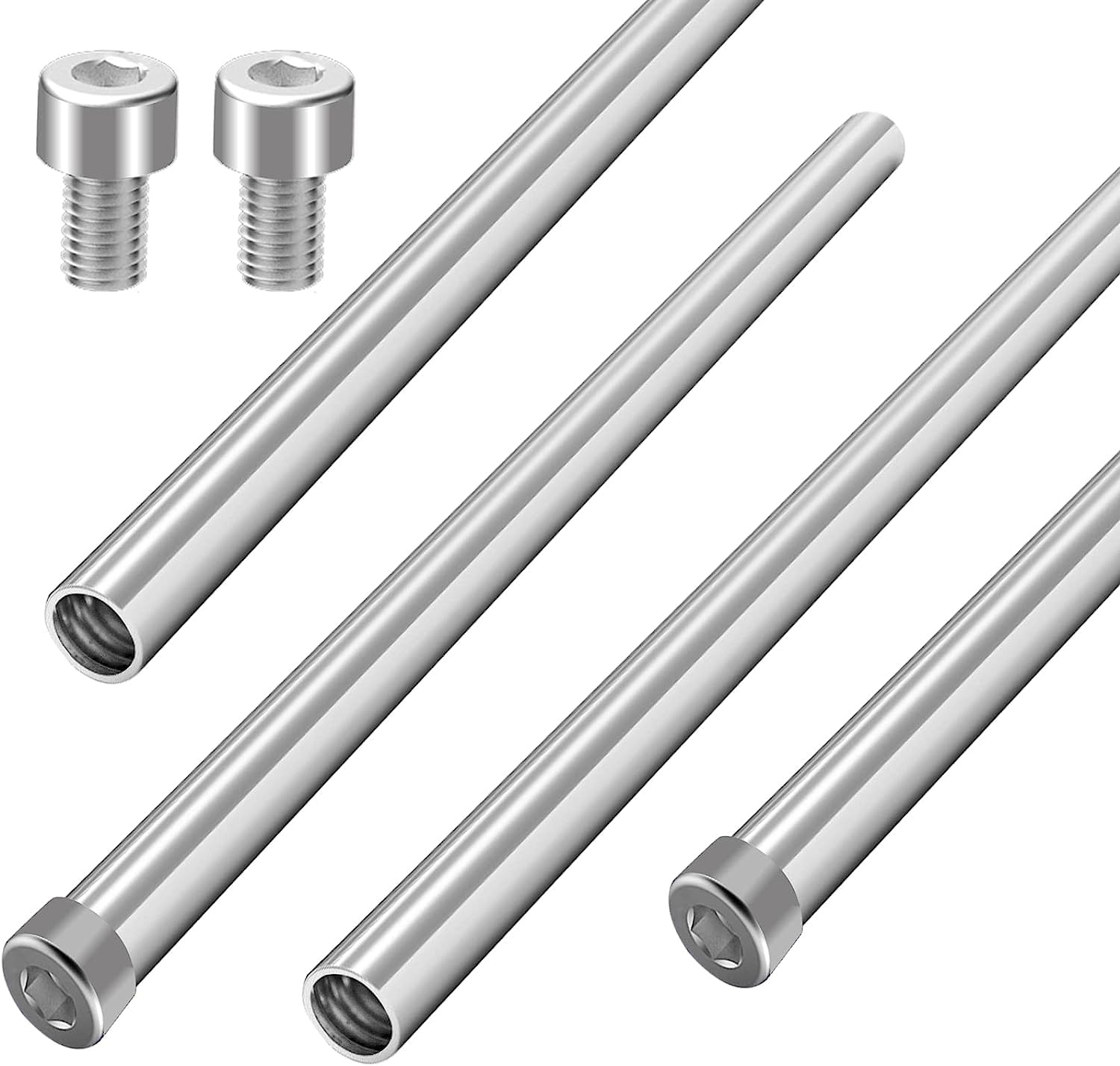 4 piezas de tubo roscado hueco de acero inoxidable tubo capilar de 6 pulgadas, varillas roscadas interiores, tubos redondos, accesorios de tubería