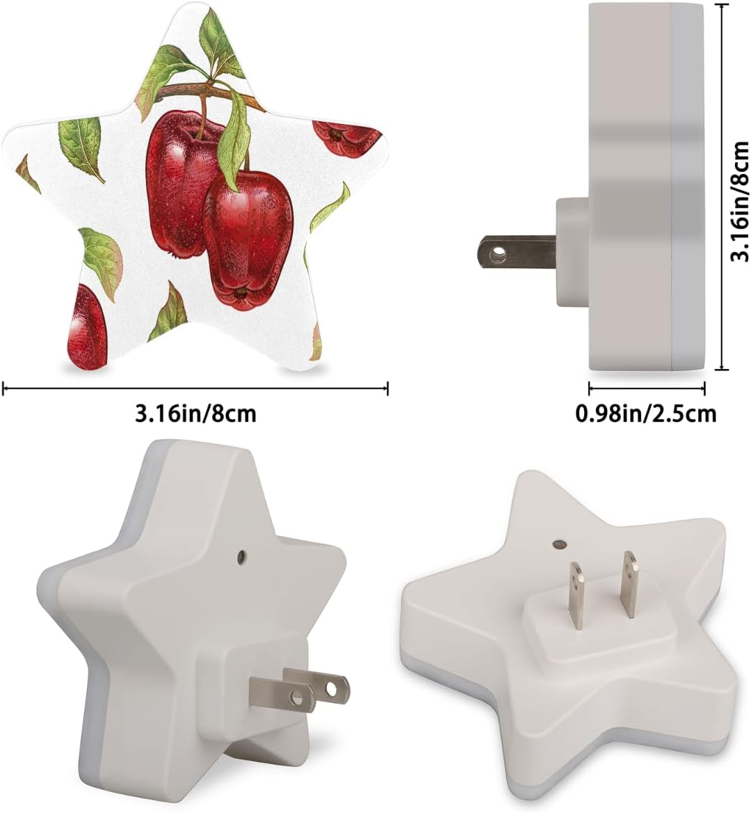 Lámpara de luz nocturna LED enchufable con manzanas rojas, luz nocturna enchufable para paredes, bonita lámpara de pared para bebé, escaleras,