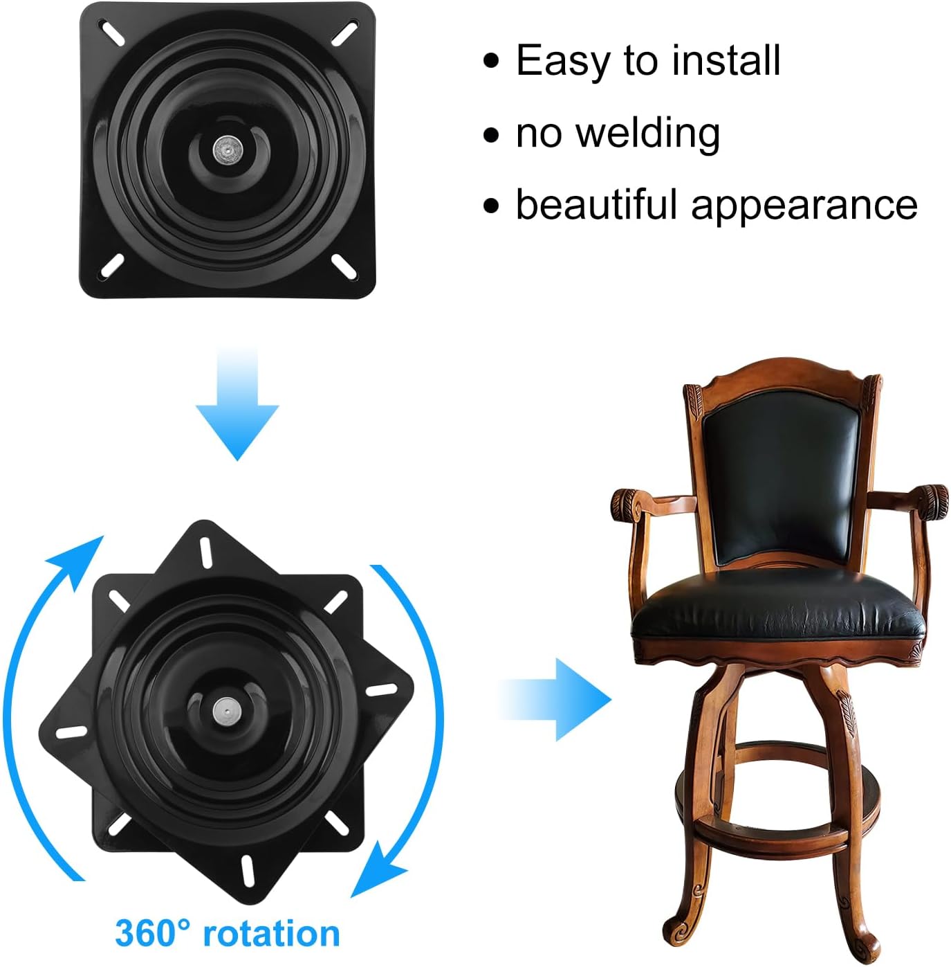 GENHAKON Asiento giratorio de 10 pulgadas, taburete de bar giratorio, placa giratoria para silla reclinable o muebles