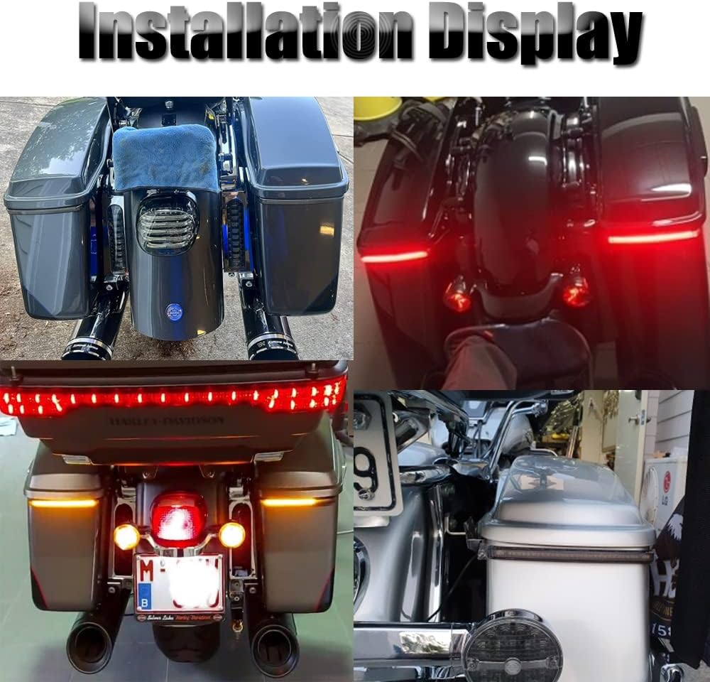 Saddlebag – Luz trasera de 32 luces LED, luz de señal de giro secuencial para Har-ley Tour-ing Street Gil-de Road Gil-de Road K-ing Elec-tra Gli-de