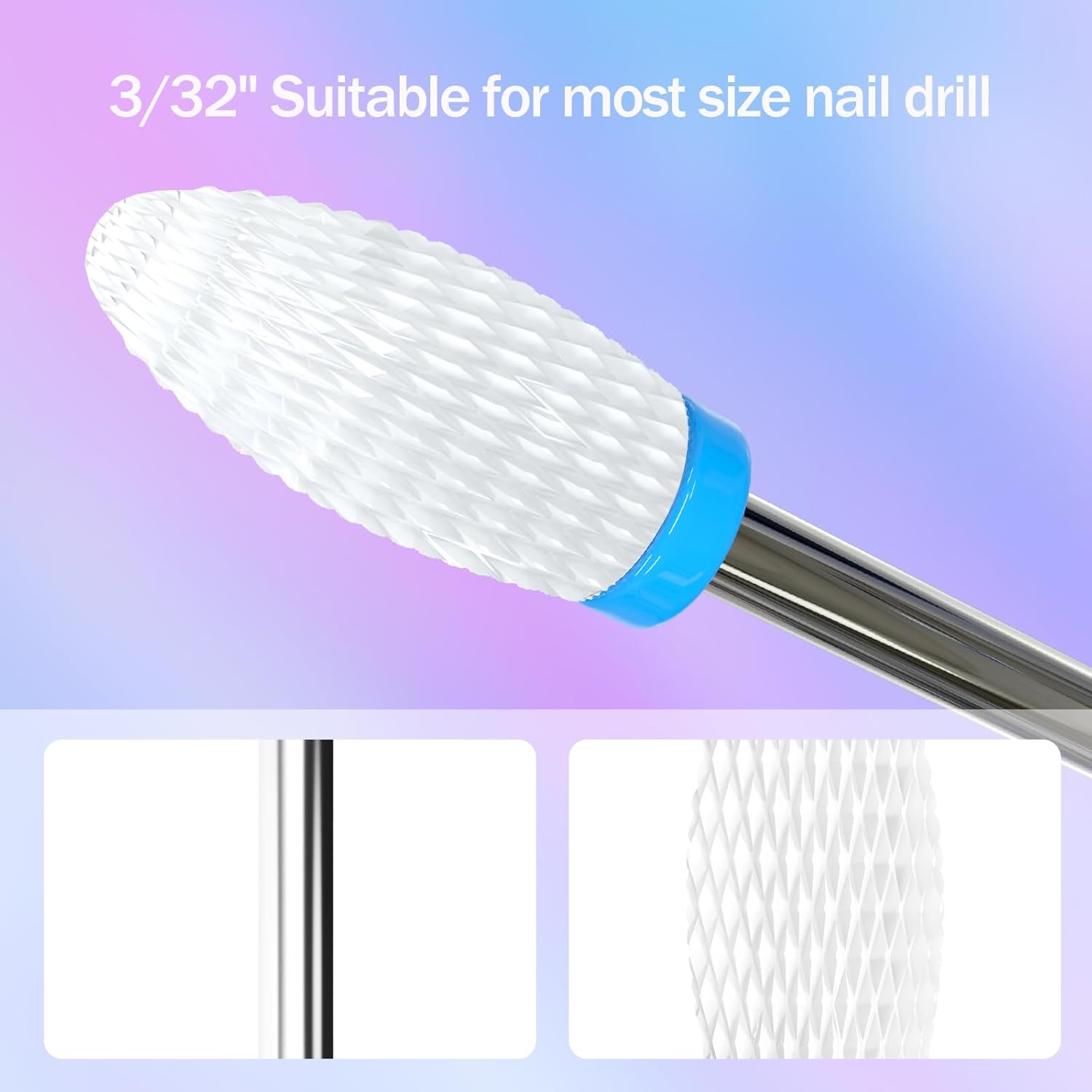 16 brocas de uñas con soporte de cuero portátil, brocas de 332 pulgadas para juego de uñas, brocas profesionales de carburo de tungsteno de cerámica