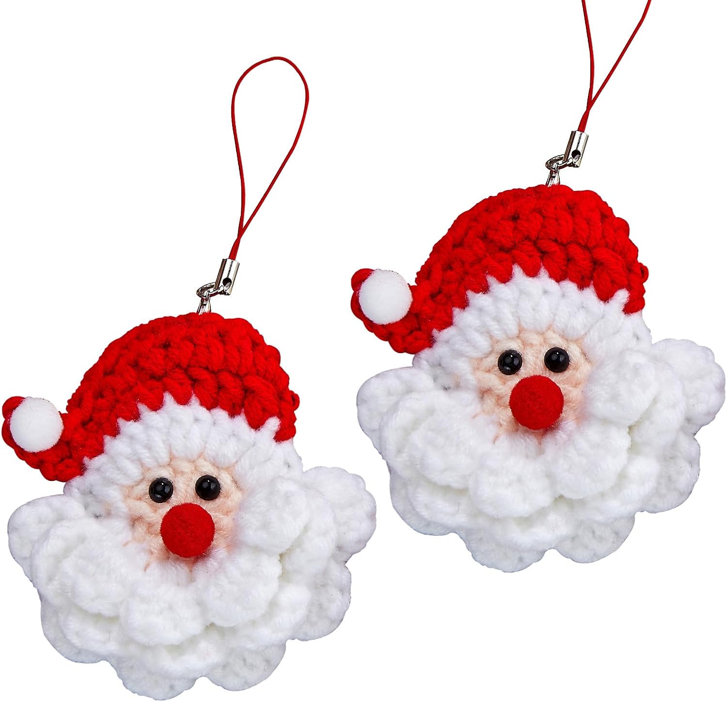 Adornos de Navidad tejidos hechos a mano, Papá Noel de punto hecho a mano, decoración de árbol de Navidad, manualidades tejidas a mano, decoración