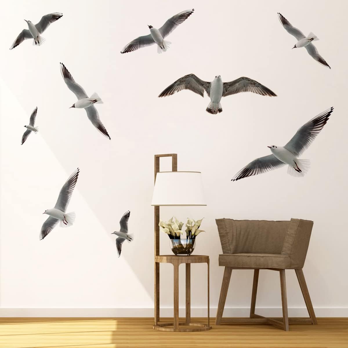 MEFOSS Calcomanías de pared de gaviota 3D para despegar y pegar, calcomanías de vinilo para decoración de pared de pájaros marinos voladores para