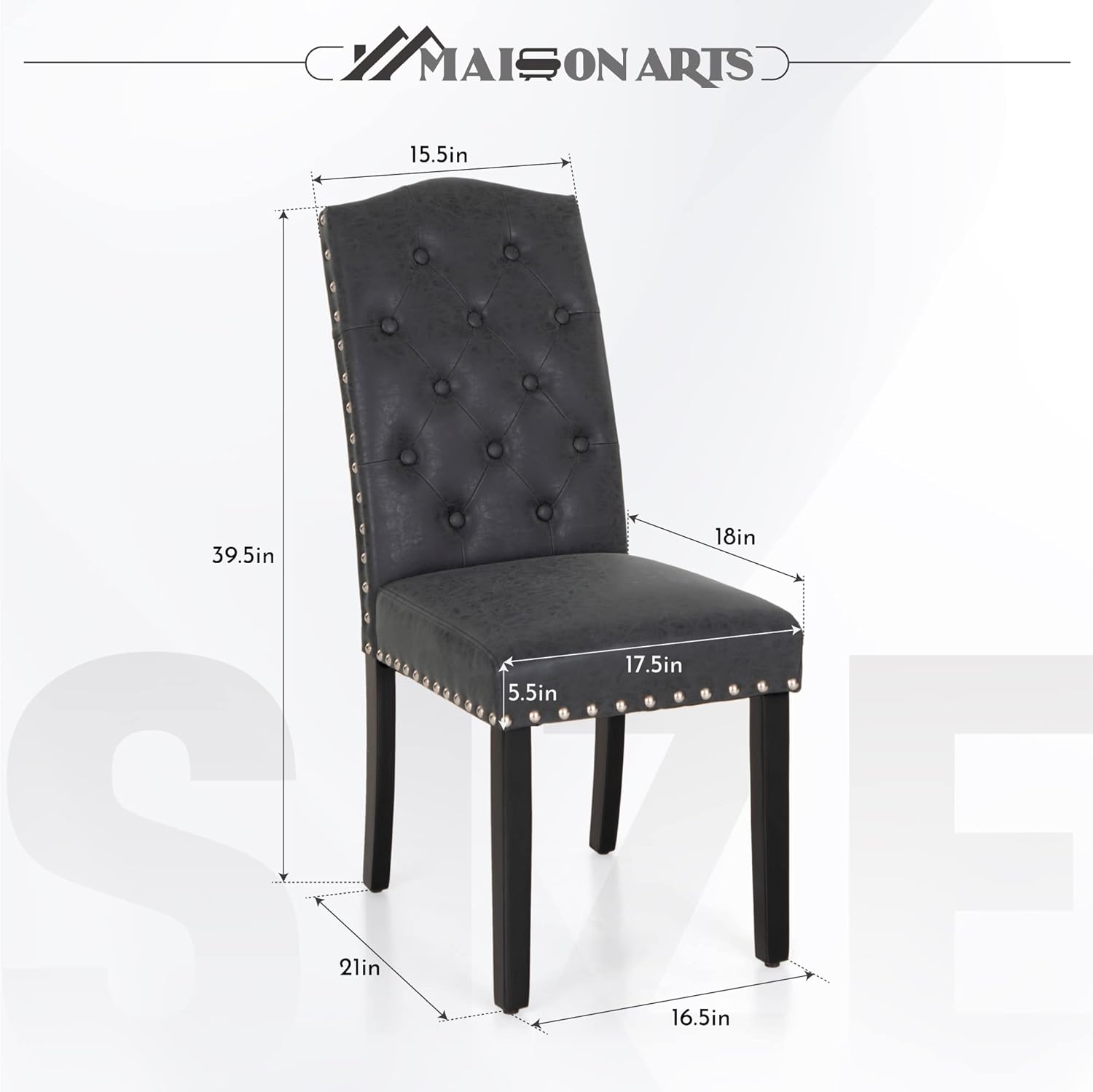 MAISON ARTS Juego de 2 sillas de comedor copetudas, de piel sintética, tapizadas, de tela, acolchadas, modernas, con botones en la parte trasera,