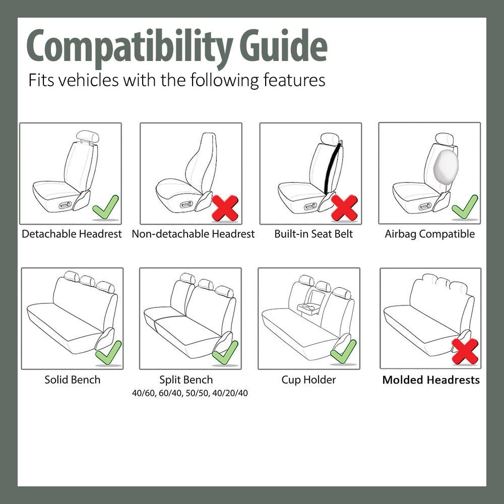 FH Group Cosmopolitan – Fundas de asiento de automóvil, protector rojo para bolsa de aire y fundas de asiento trasero divididas con alfombrillas de