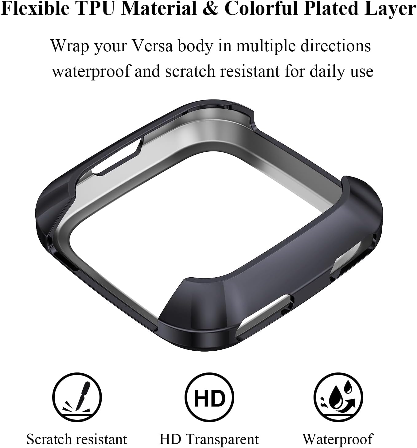 Funda protectora de pantalla compatible con Fitbit Versa, 4 unidades, cubierta protectora completa de TPU suave para accesorios de reloj inteligente
