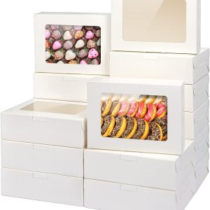 VANKUTL 20 cajas de galletas blancas de 8 x 6 x 2.5 pulgadas con ventana, cajas de pastelería para regalo, cajas de dulces para pan, donas, día de VANKUTL 20 cajas de galletas blancas de 8 x 6 x 2.5 pulgadas con ventana, cajas de pastelería para regalo, cajas de dulces para pan, donas, día de