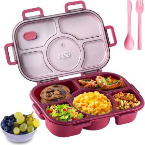 Tarlini Bento Box – Lonchera simple y fácil a prueba de fugas, sin BPA, caja de aperitivos bento de 5 compartimentos, lonchera Bento para adultos, Tarlini Bento Box – Lonchera simple y fácil a prueba de fugas, sin BPA, caja de aperitivos bento de 5 compartimentos, lonchera Bento para adultos,