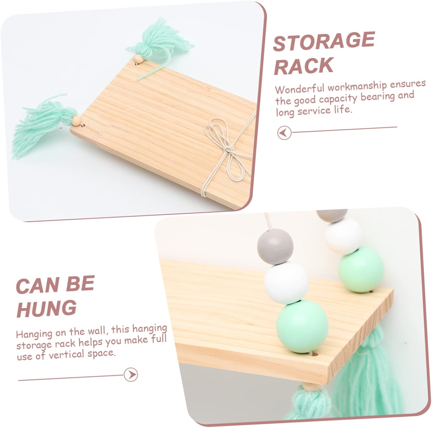 ARTIBETTER Estantes de madera con cuentas para dormitorio, decoración de pared, soporte decorativo para ollas, entrada, estantes flotantes para