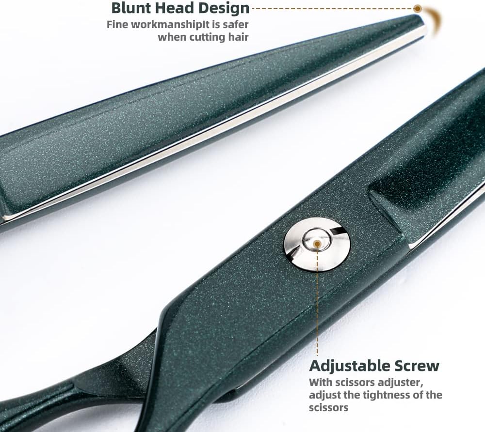 Tijeras rectas profesionales 440C de 6.5 pulgadas de longitud total, de acero inoxidable, tijeras de corte de pelo para madre, padre, amigos,