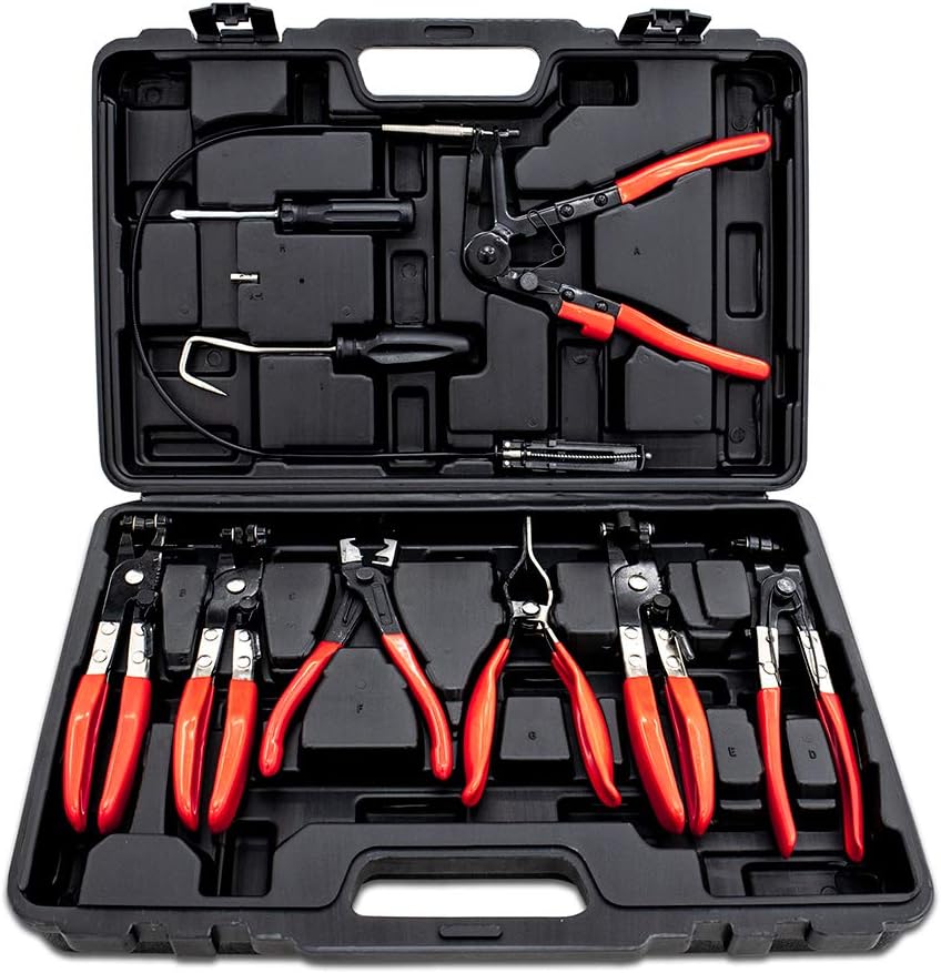 Mishimoto MMTL-HCR-9 – Juego de alicates para abrazaderas de manguera, 9 piezas, color negro